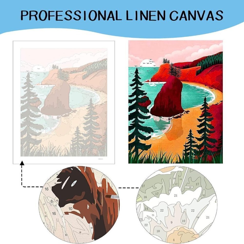 Paint by Number for Adults Canvas - Abstract Landscape Beach Mountain 2 sets